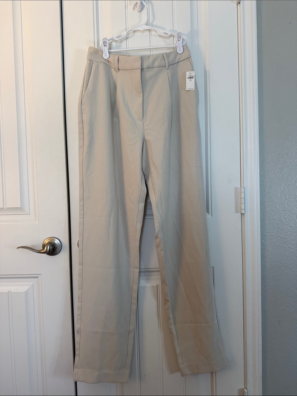 Women’s Beige Straight-Leg Dress Pants